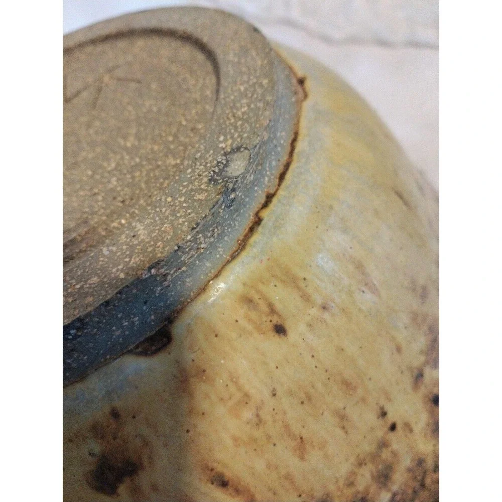 Hand Pottery Bowl Studio Art Brown Drip Glaze Two-Tone Artist‎ Signed GORGEOUS